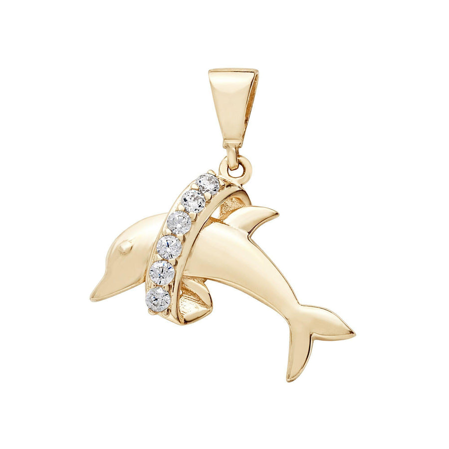 10KT Gold Dolphin Pendant 016 Pendant Bijoux Signé Luxo Yellow 