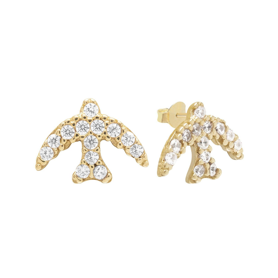 10KT Gold Dove Studs 071 Earrings Bijoux Signé Luxo Yellow 