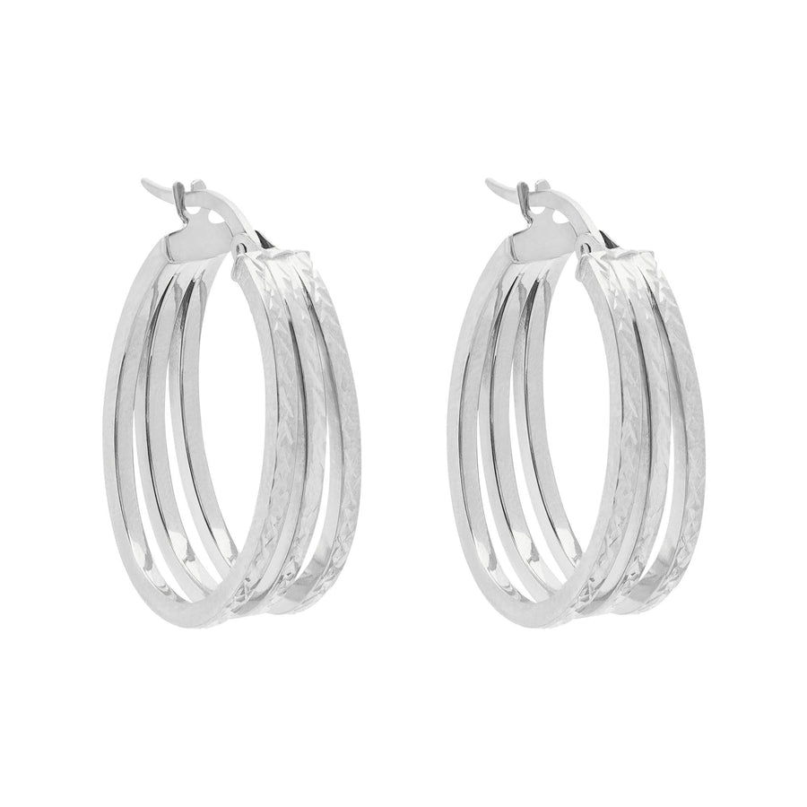 10KT Gold Edo Hoops 091 Earrings Bijoux Signé Luxo White 