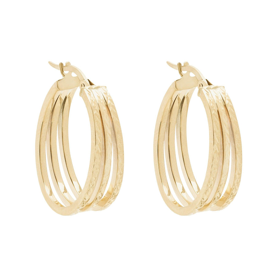 10KT Gold Edo Hoops 091 Earrings Bijoux Signé Luxo Yellow 