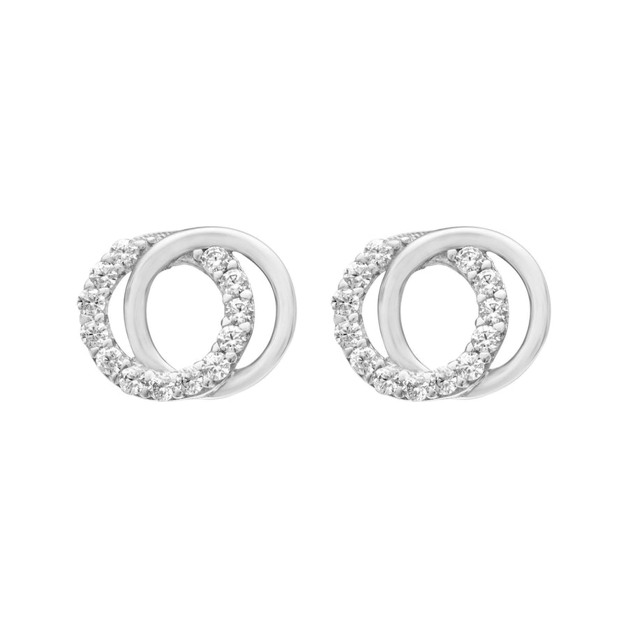 10KT Gold Entwined Studs 005 Earrings Bijoux Signé Luxo White 
