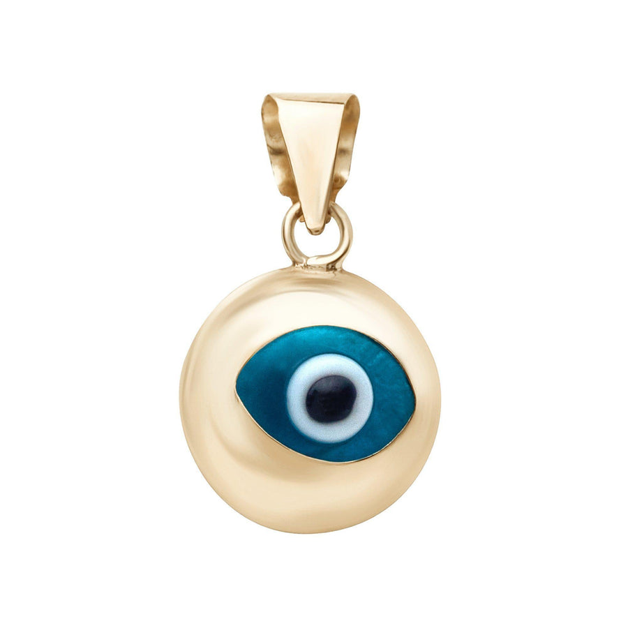 10KT Gold Evil Eye Pendant 015 Pendant Bijoux Signé Luxo Small Yellow 