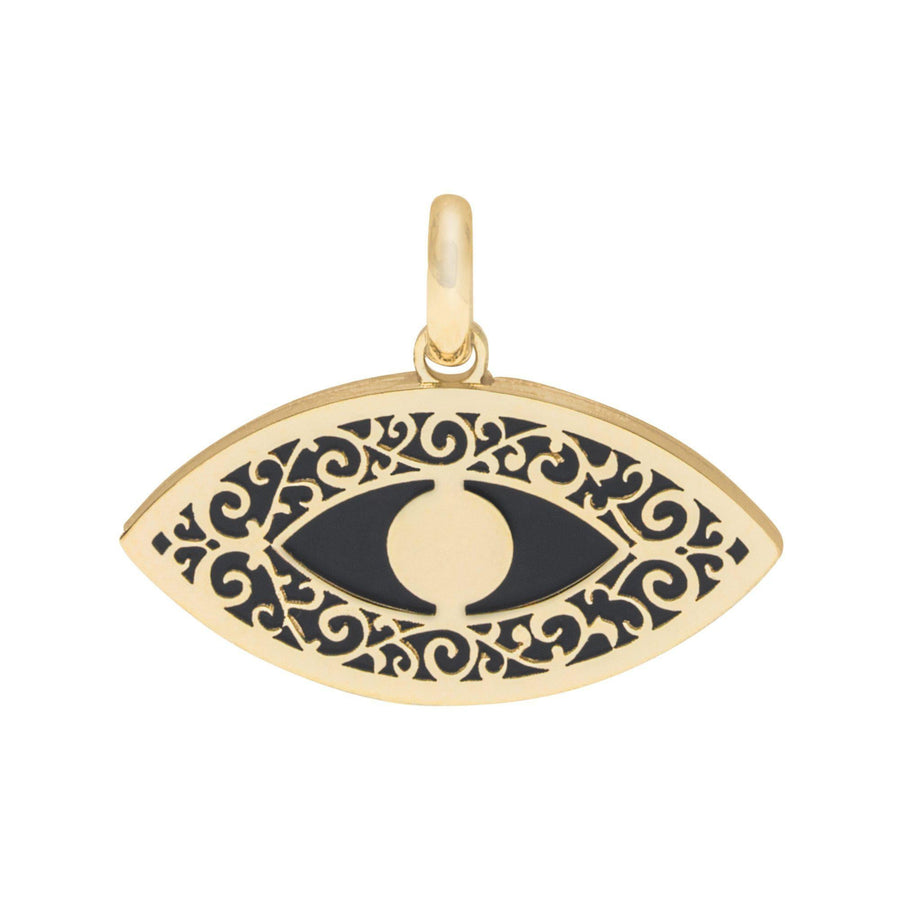 10KT Gold Evil Eye Pendant 048 Pendant Bijoux Signé Luxo Black 