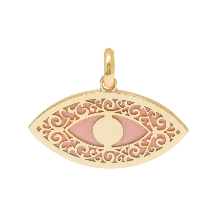 10KT Gold Evil Eye Pendant 048 Pendant Bijoux Signé Luxo Pink 