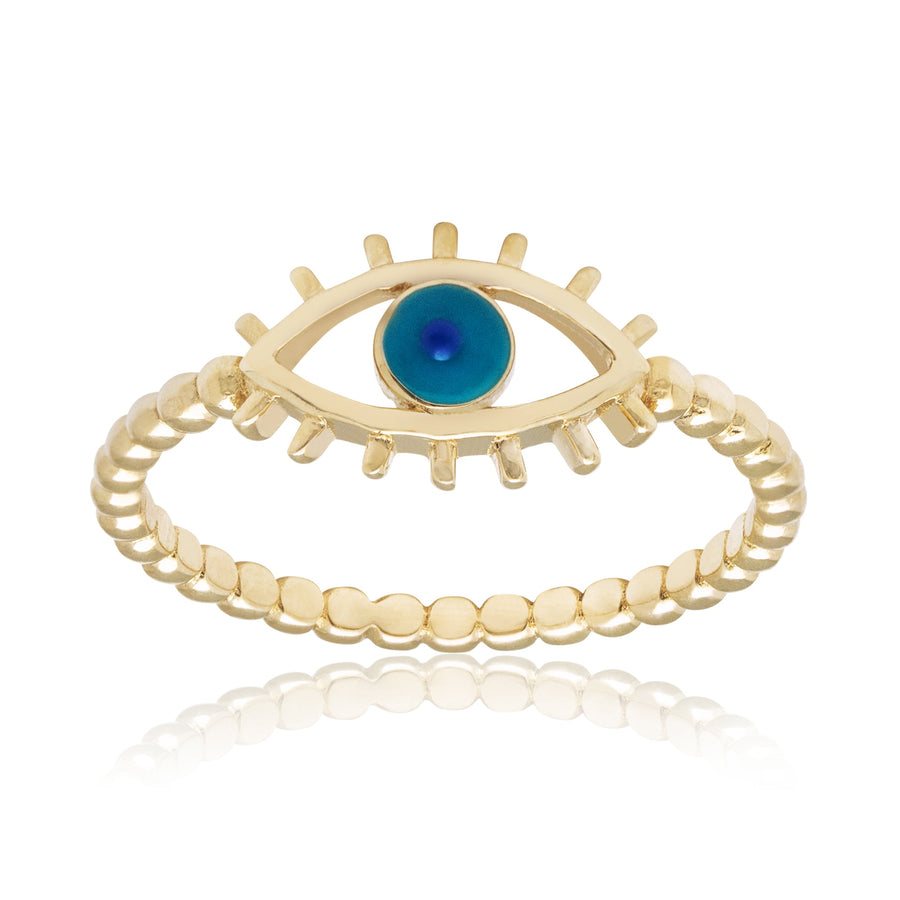 10KT Gold Evil Eye Ring 103 Ring Bijoux Signé Luxo 