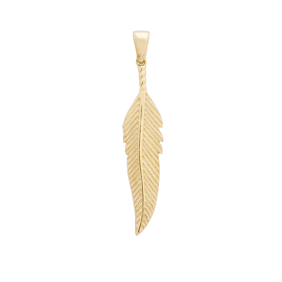 10KT Gold Feather Pendant 067 Pendant Bijoux Signé Luxo 