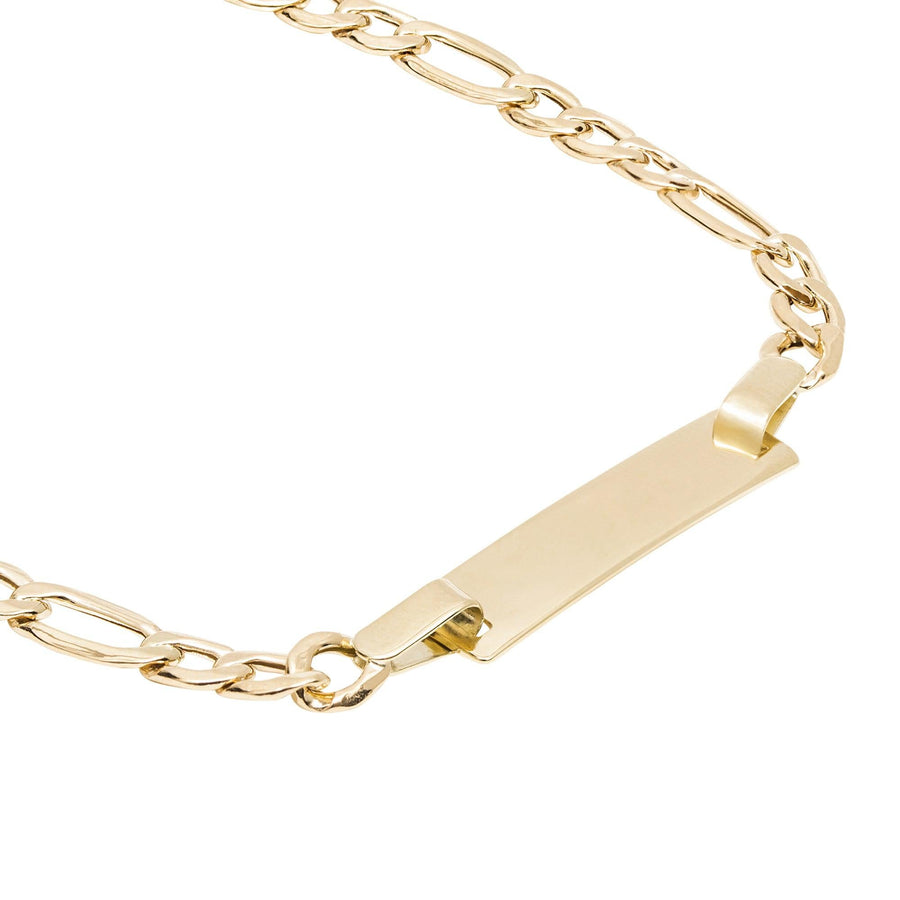10KT Gold Figaro Baby Id Bracelet 004 Bijoux Luxo 