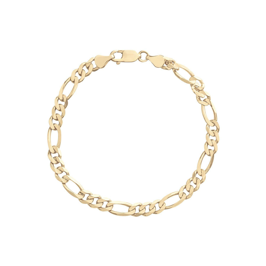 Men's Solid Figaro Chain Bracelet 14K Yellow Gold 7.0mm 8
