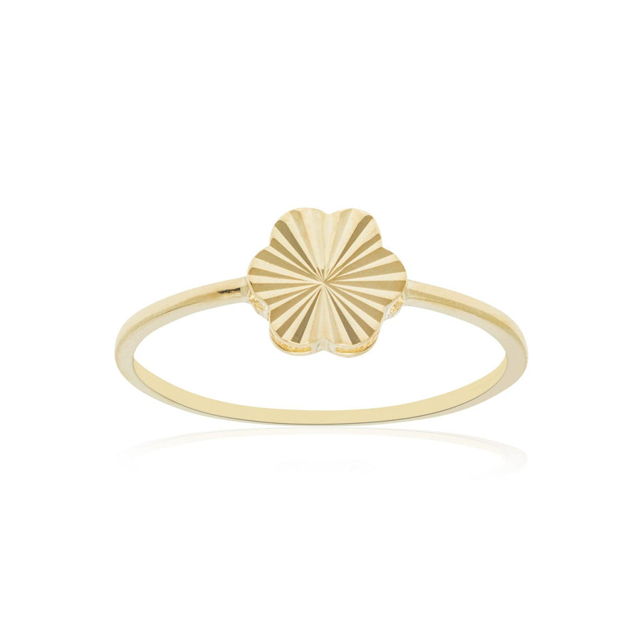 10KT Gold Flower Ring 101 Ring Bijoux Signé Luxo 5 YELLOW GOLD 