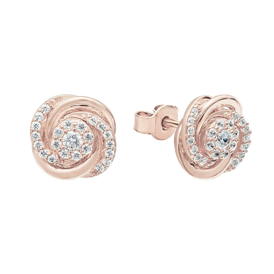 10KT Gold Flower Studs 008 Earrings Bijoux Signé Luxo Rose 