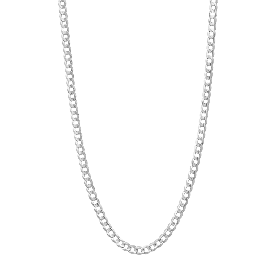 10KT Gold Gentle Curb Chain 006 Necklace Bijoux Signé Luxo 3.0 mm White 18"