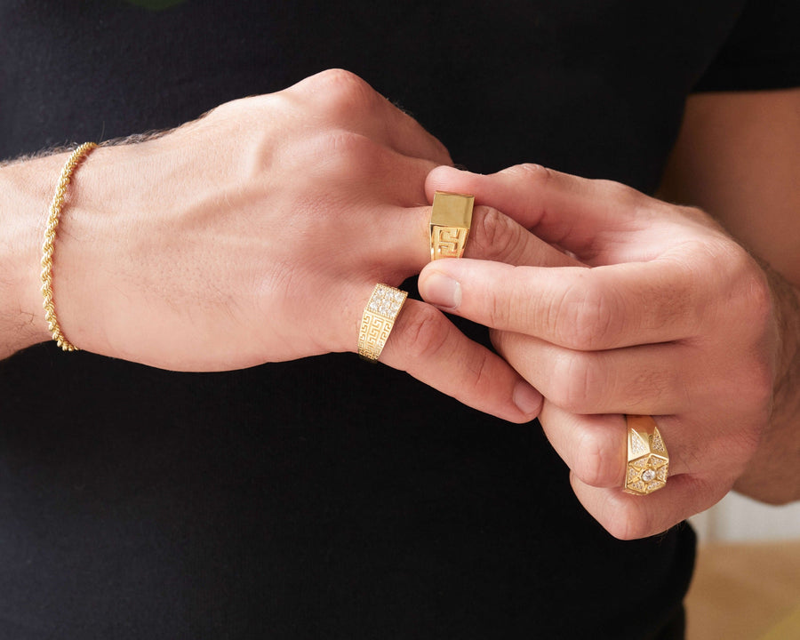 10KT Gold Greek Cubic Ring 029 Ring Bijoux Signé Luxo 8 