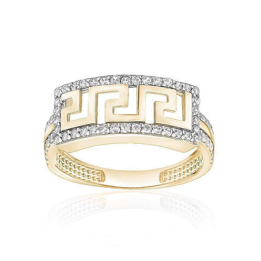 10KT Gold Greek Cubic Ring 048 Ring Bijoux Signé Luxo 