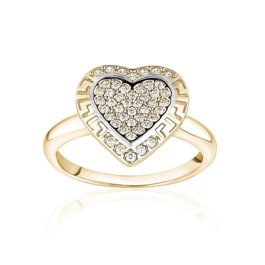 10KT Gold Greek Heart Cubic Ring 047 Ring Bijoux Signé Luxo 