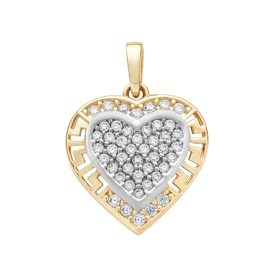 10KT Gold Greek Heart Pendant 027 Pendant Bijoux Signé Luxo 