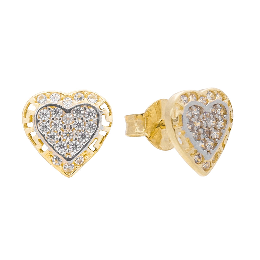 10KT Gold Greek Heart Studs 104 Earrings Bijoux Signé Luxo 
