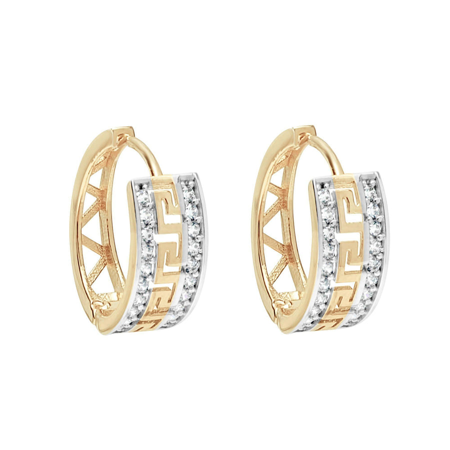 10KT Gold Greek Huggies 033 Earrings Bijoux Signé Luxo 