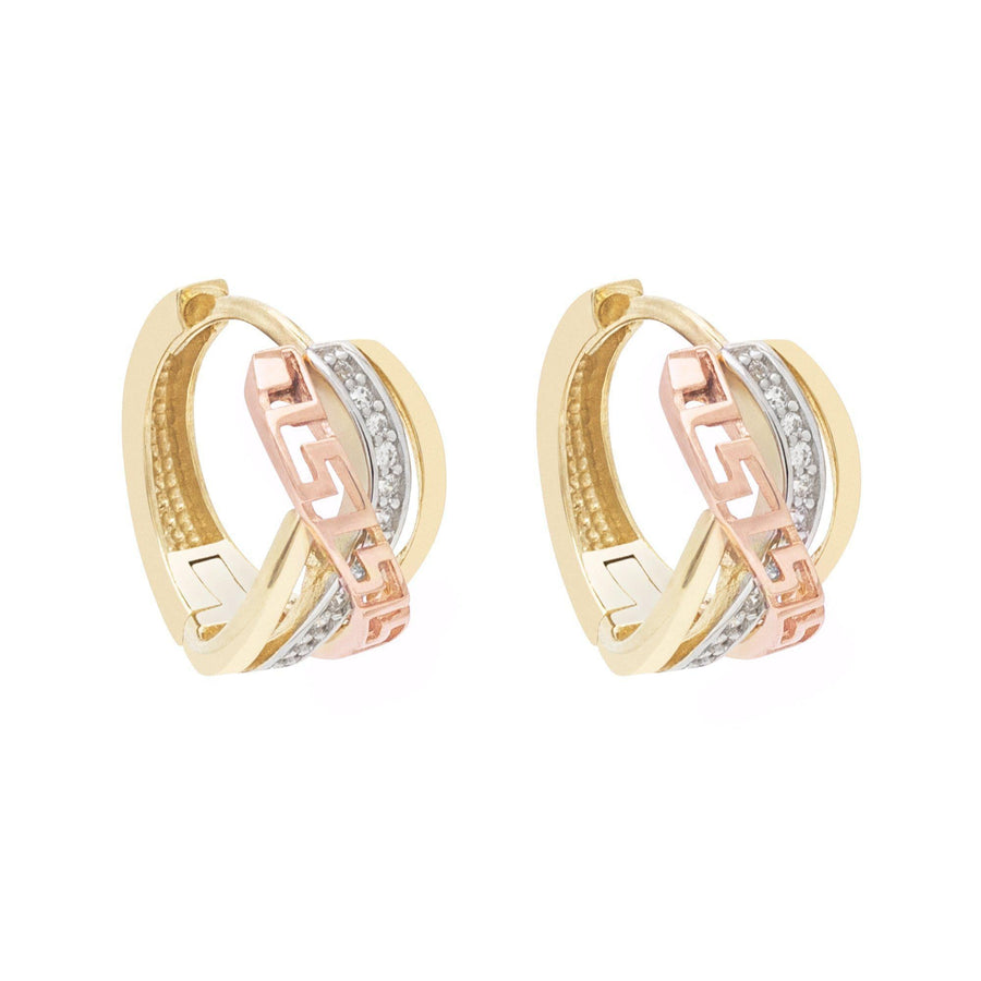 10KT Gold Greek Huggies 055 Earrings Bijoux Signé Luxo 