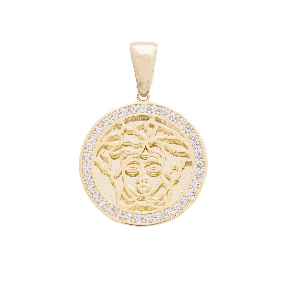 10KT Gold Greek Medallion Pendant 032 Pendant Bijoux Signé Luxo 