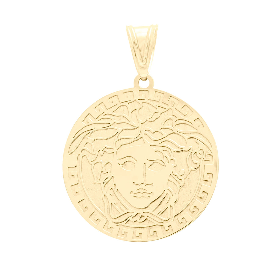 10KT Gold Greek Medallion Pendant 033 Pendant Bijoux Signé Luxo 