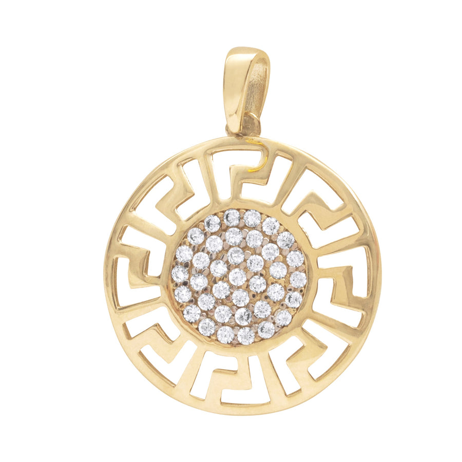 10KT Gold Greek Round Pendant 061 Pendant Bijoux Signé Luxo 