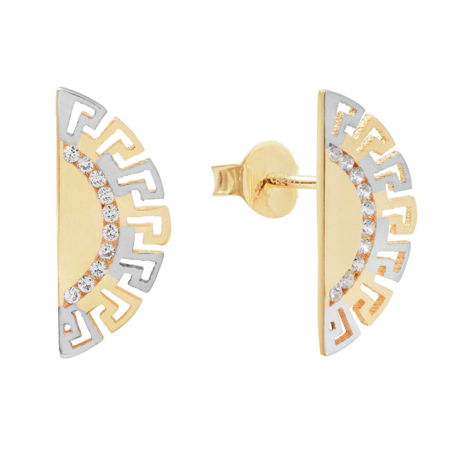 10KT Gold Greek Studs 0100 Earrings Bijoux Signé Luxo 