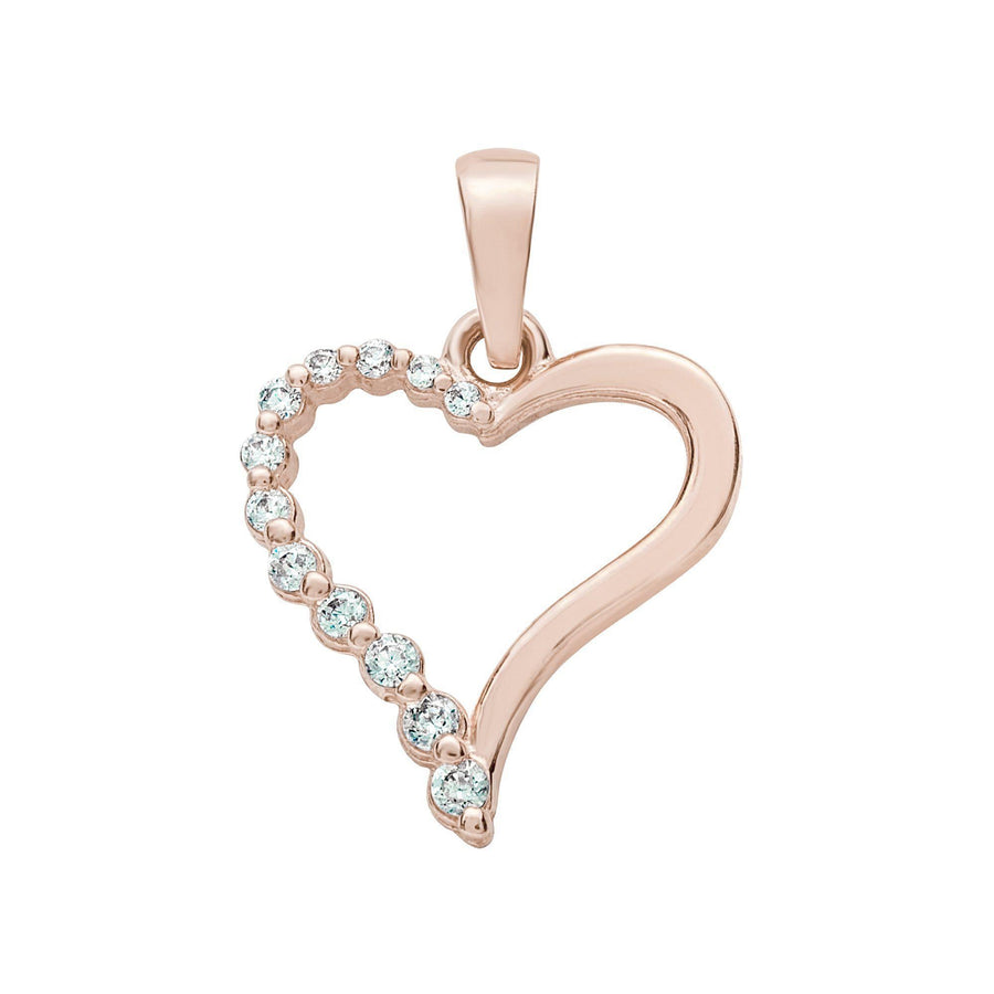 10KT Gold Half Cubic Heart Pendant 012 Pendant Bijoux Signé Luxo Rose Gold 