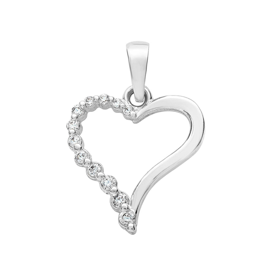 10KT Gold Half Cubic Heart Pendant 012 Pendant Bijoux Signé Luxo White 