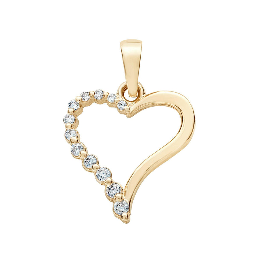 10KT Gold Half Cubic Heart Pendant 012 Pendant Bijoux Signé Luxo Yellow 