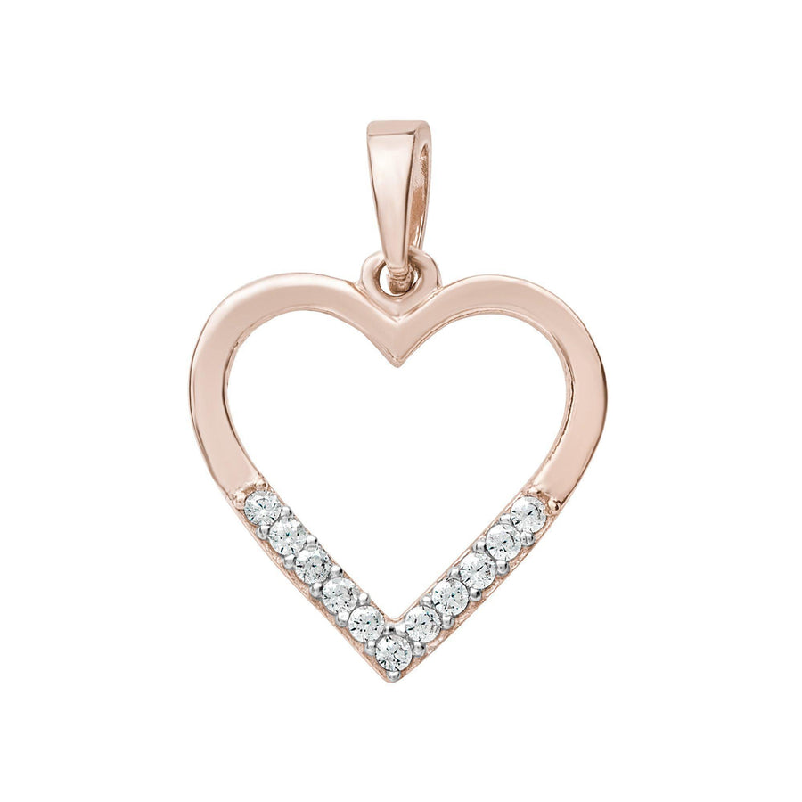 10KT Gold Half Cubic Heart Pendant 013 Pendant Bijoux Signé Luxo Rose Gold 