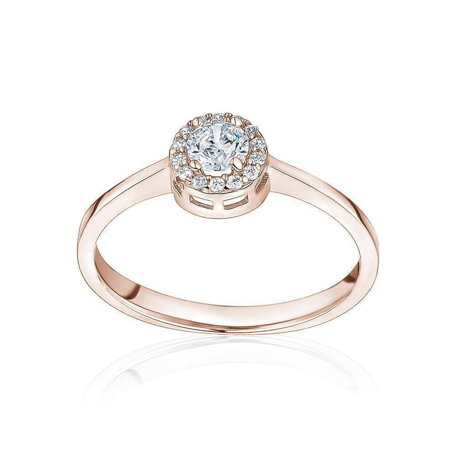 10KT Gold Halo Cubic Ring 017 Ring Bijoux Signé Luxo 5 ROSE GOLD 