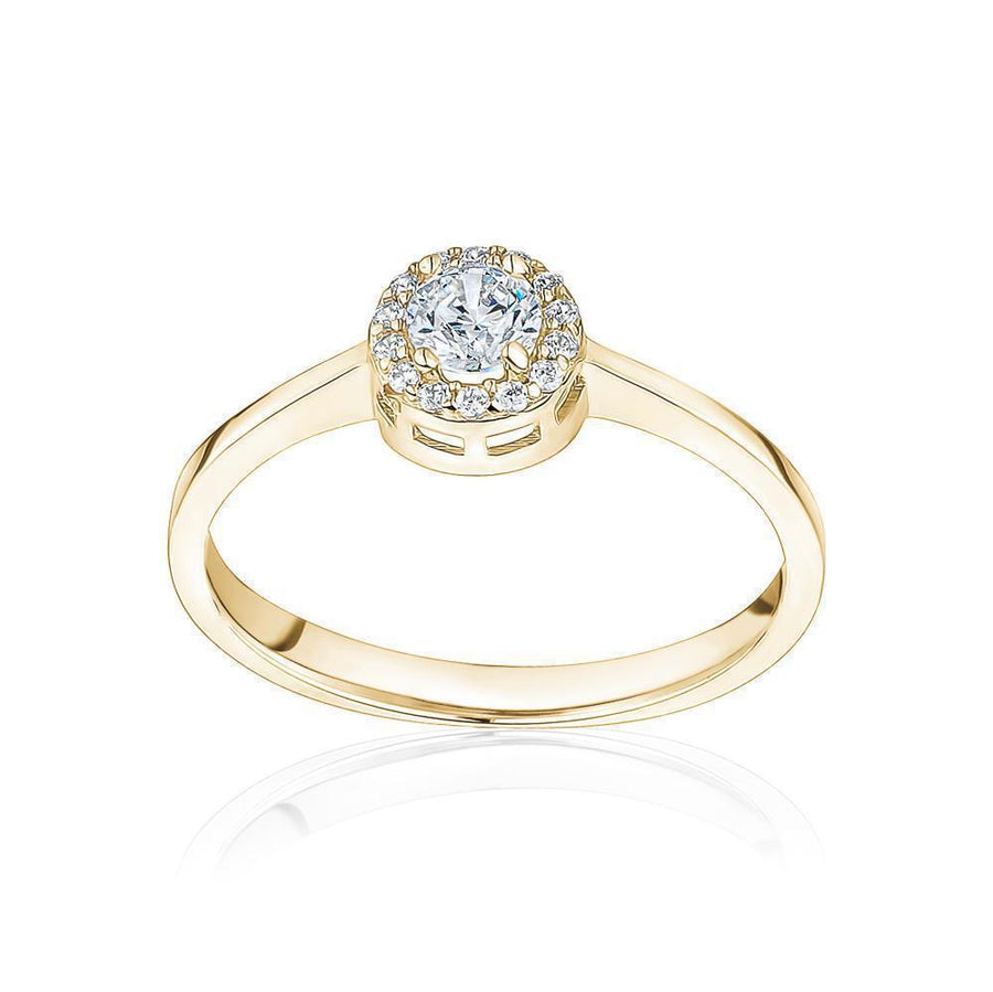 10KT Gold Halo Cubic Ring 017 Ring Bijoux Signé Luxo 5 YELLOW GOLD 