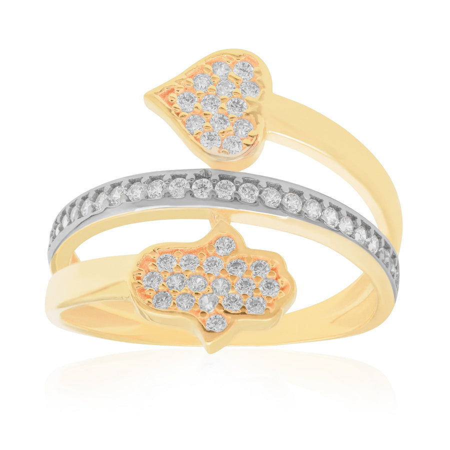 10KT Gold Hamsa Heart Ring 112 Ring Bijoux Signé Luxo 
