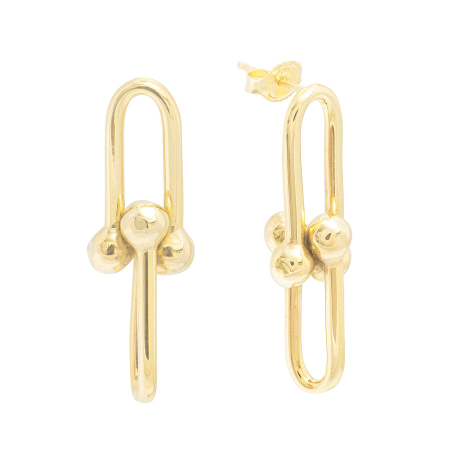 10KT Gold Hardwear Dangling 120 Earrings Bijoux Signé Luxo 