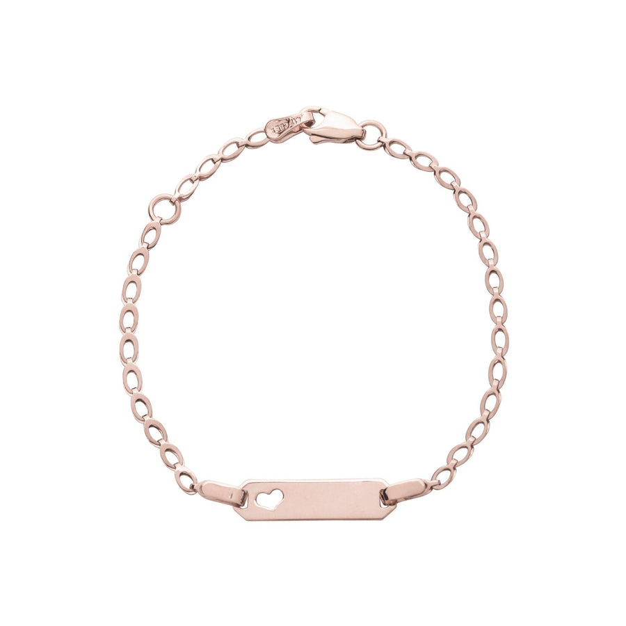 10KT Gold Heart Baby Id Bracelet 001 Bijoux Luxo Pink Cursive 