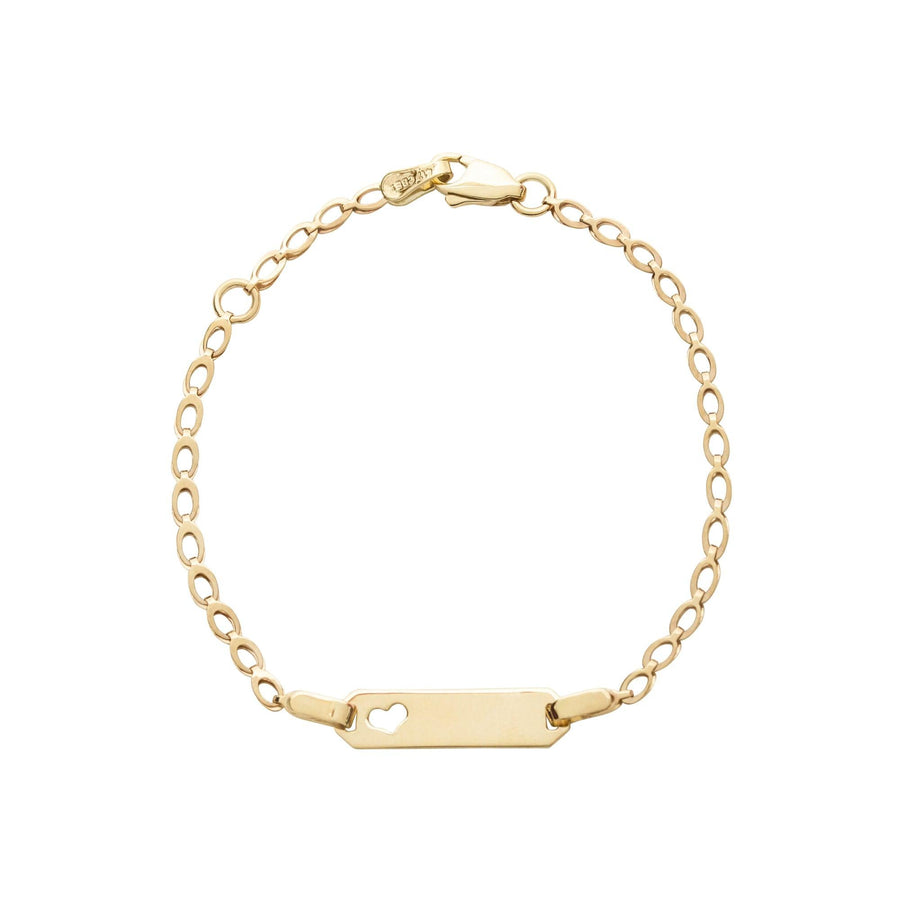 10KT Gold Heart Baby Id Bracelet 001 Bijoux Luxo Yellow Cursive 