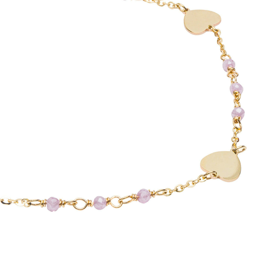 10KT Gold Heart By The Yard Beaded Bracelet 084 Bracelet Bijoux Signé Luxo 