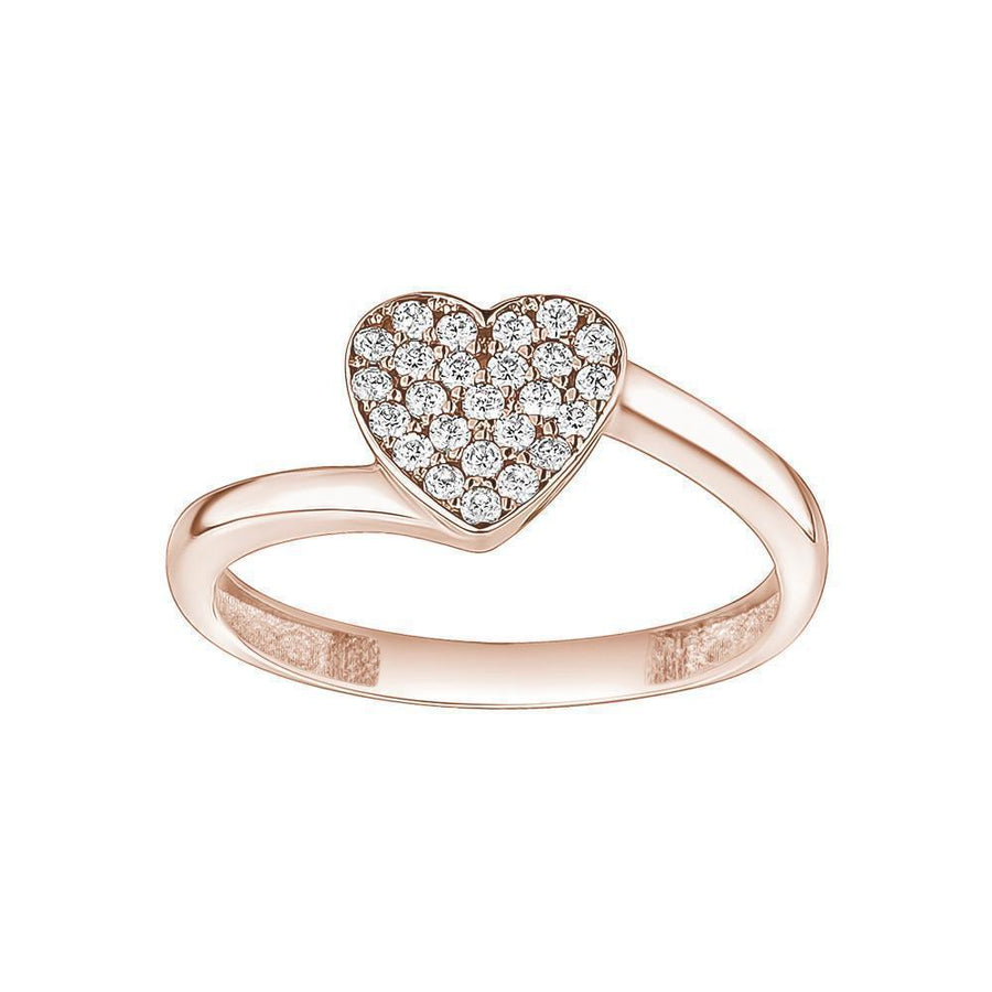10KT Gold Heart Cubic Ring 009 Ring Bijoux Signé Luxo 5 ROSE GOLD 