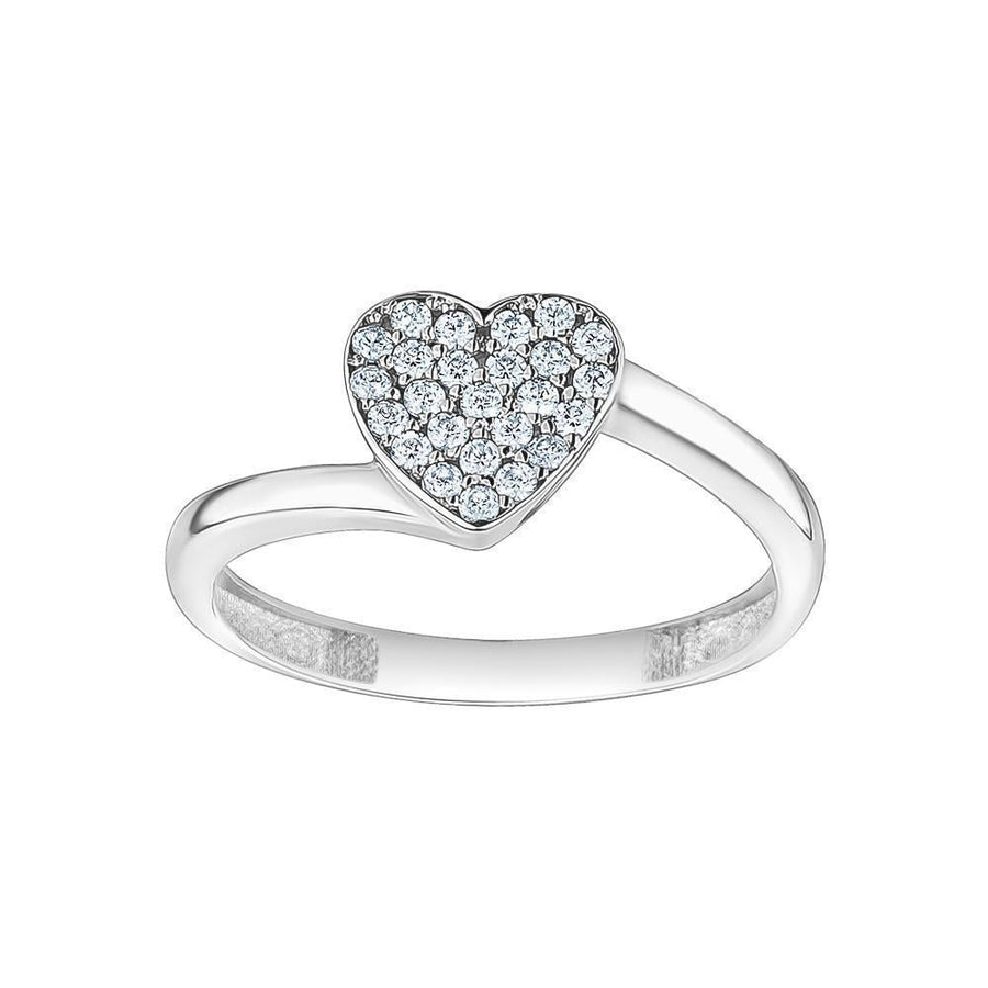 10KT Gold Heart Cubic Ring 009 Ring Bijoux Signé Luxo 5 WHITE GOLD 