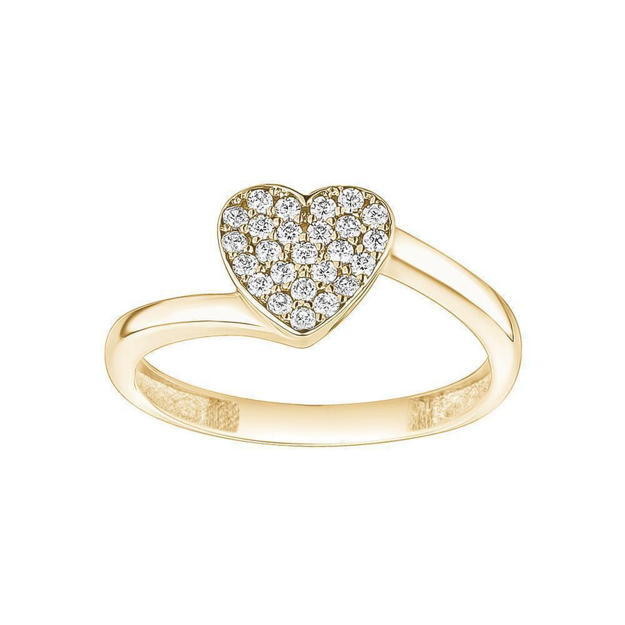 10KT Gold Heart Cubic Ring 009 Ring Bijoux Signé Luxo 5 YELLOW GOLD 