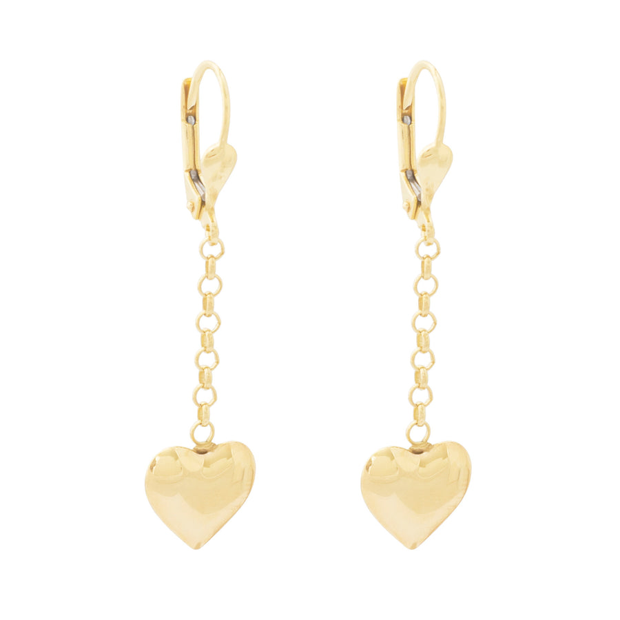 10KT Gold Heart Dangling 118 Earrings Bijoux Signé Luxo 