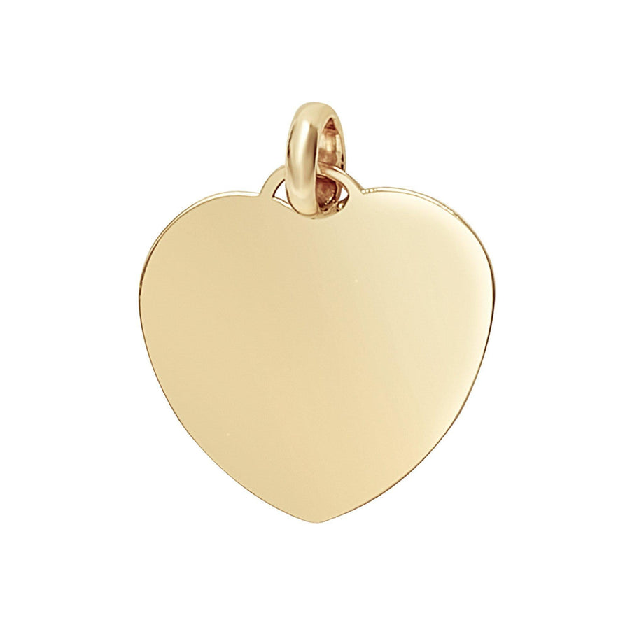 10KT Gold Heart Plaque Pendant 044 Pendant Bijoux Signé Luxo Yellow Small: 15 mm X 15 mm Cursive