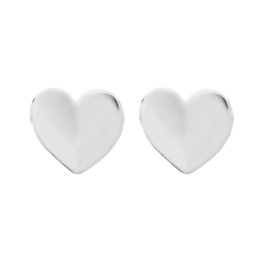 10KT Gold Heart Studs 007 Earrings Bijoux Signé Luxo White 