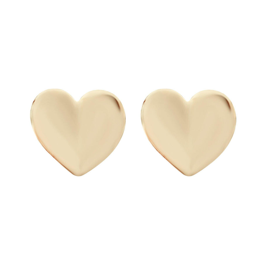 10KT Gold Heart Studs 007 Earrings Bijoux Signé Luxo Yellow 
