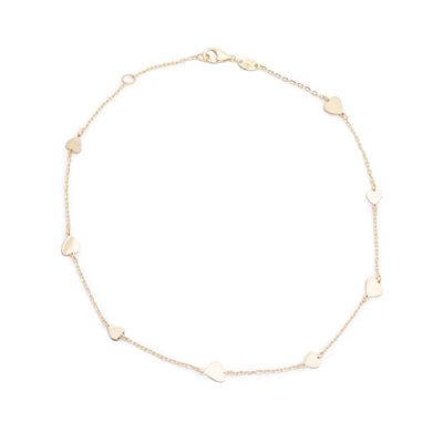 10KT Gold Hearts By The Yard Anklet