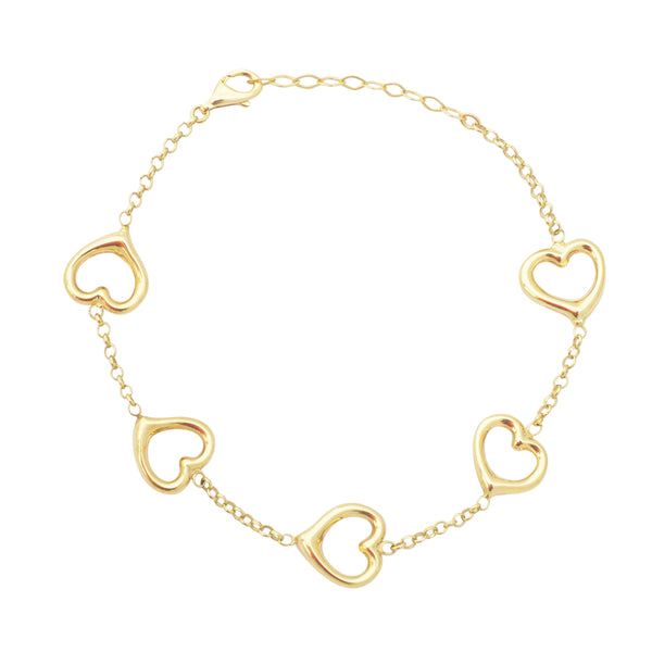 10KT Gold Hearts By The Yard Bracelet 113 Bracelet Bijoux Signé Luxo 