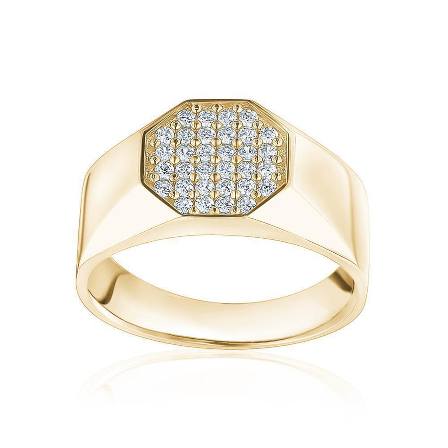 10KT Gold Hexagon Cubic Ring 007 Ring Bijoux Signé Luxo 8 