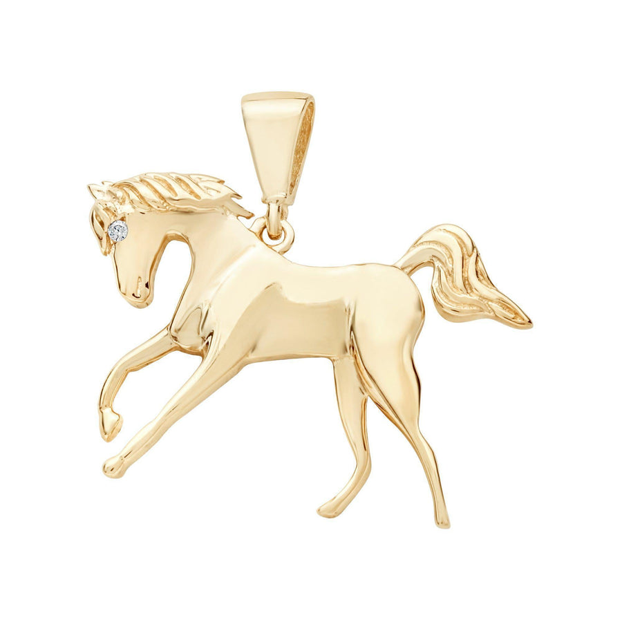 10KT Gold Horse Pendant 020 Pendant Bijoux Signé Luxo Yellow 