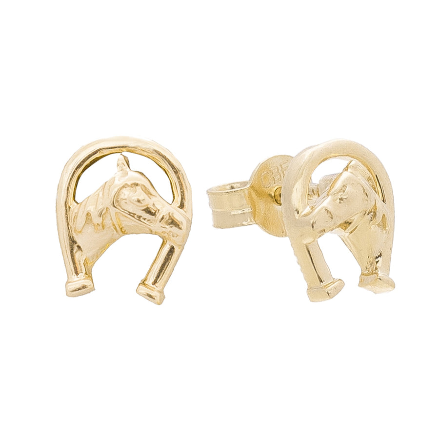 10KT Gold Horseshoe Studs 106 Earrings Bijoux Signé Luxo 