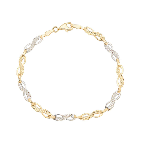 10KT Gold Infinity Bracelet 004 Bracelet Bijoux Signé Luxo Yellow/White 